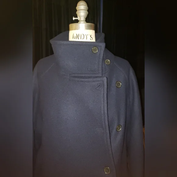NWT Banana Republic Navy blue wool blend coat. XL - Picture 1 of 10